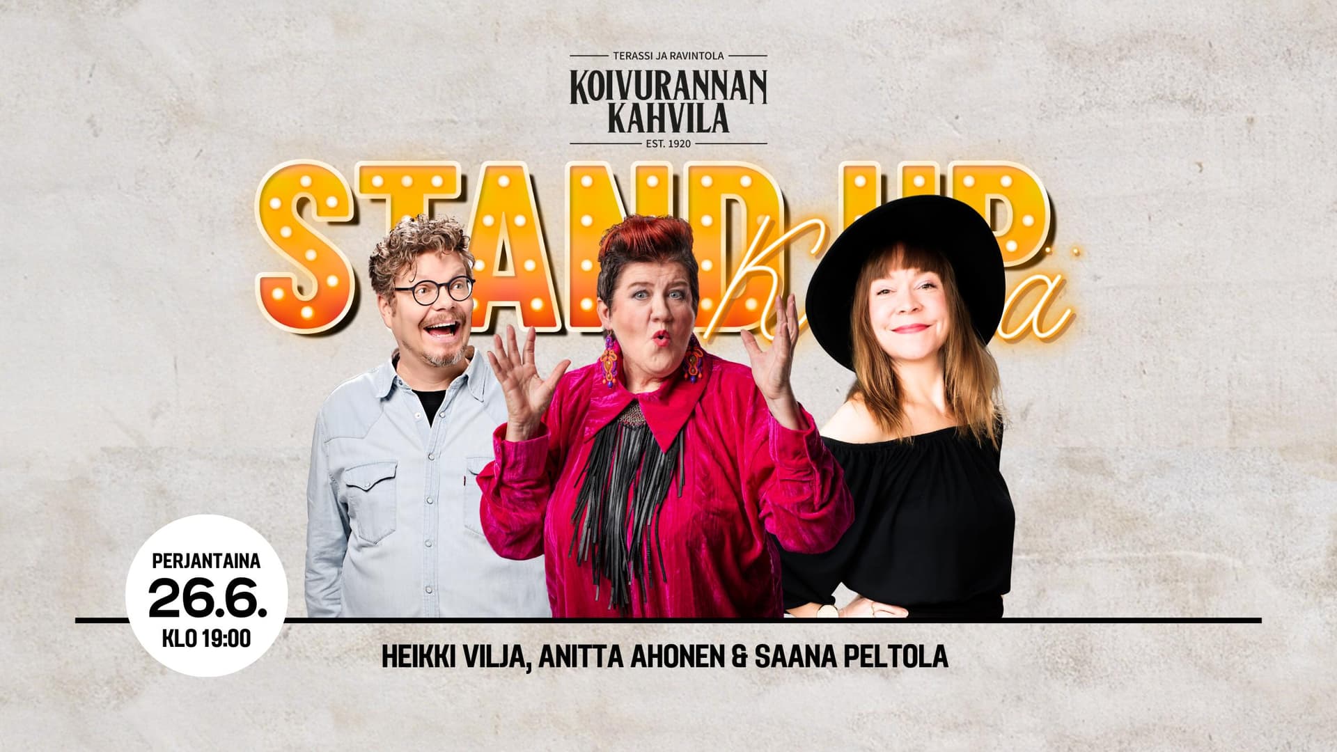 Anitta Ahonen, Heikki Vilja & Saana Peltola - Stand up show - Teatro en Oulu