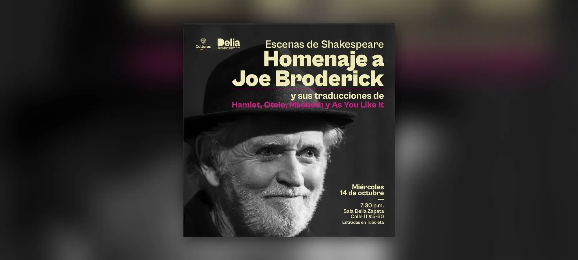 Escenas de Shakespeare Homenaje a Joe Broderick - Teatro en Bogotá