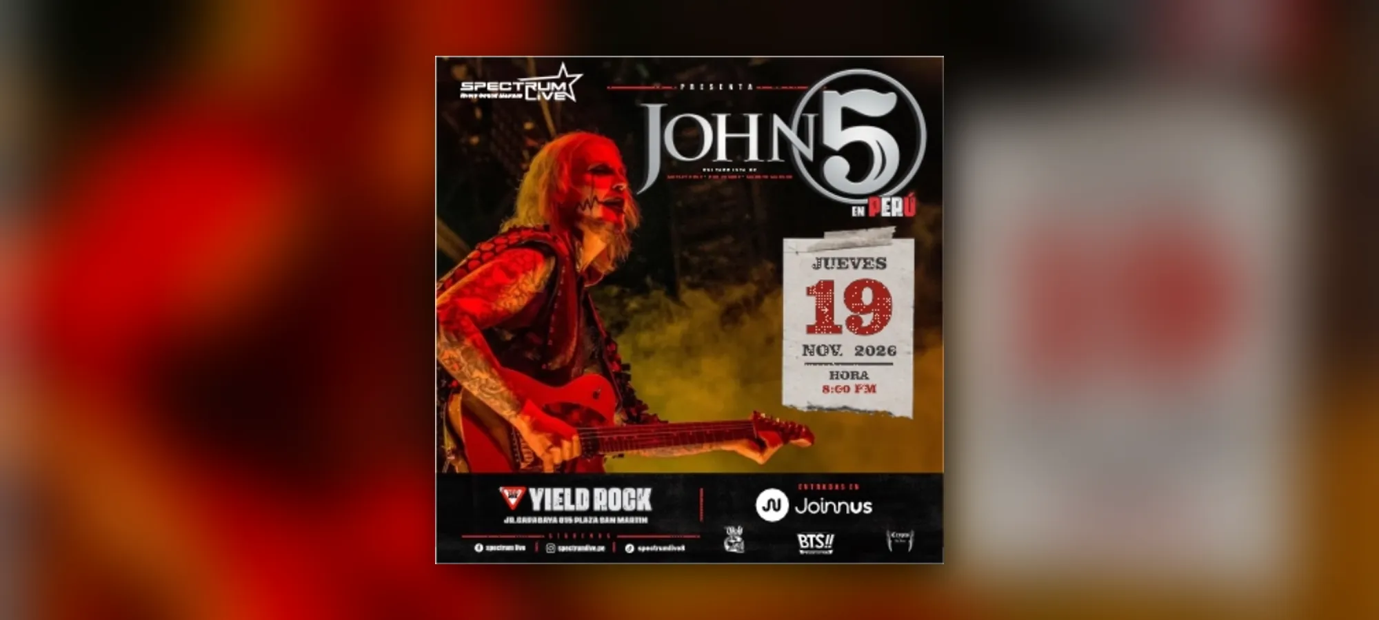 Spectrum Live Presenta: John 5 en Lima - Conciertos en Lima