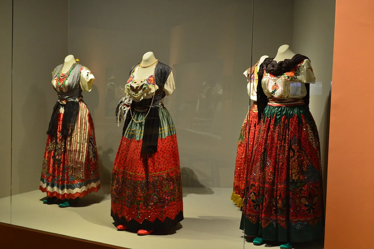Mannequins with China Poblana outfits on display at the Museo del Noreste in Monterrey, Mexico