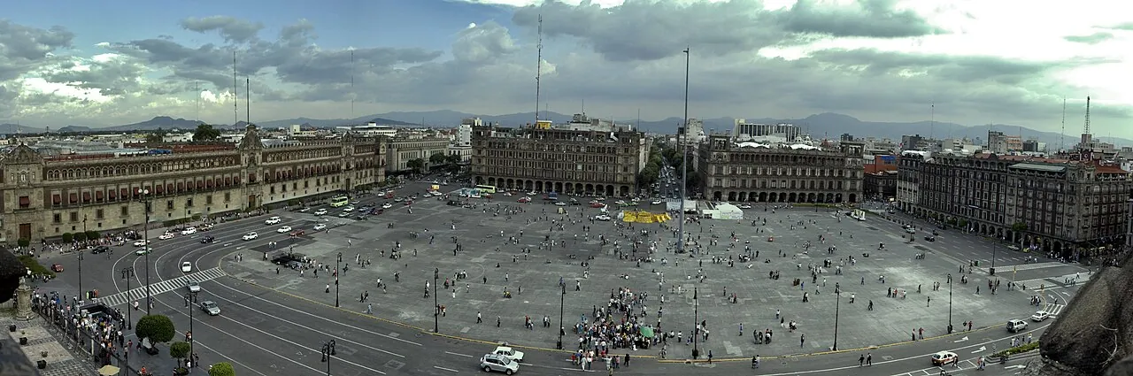 View of Plaza de la Constitución − Zócolo — in the Historical Center of Mexico City.